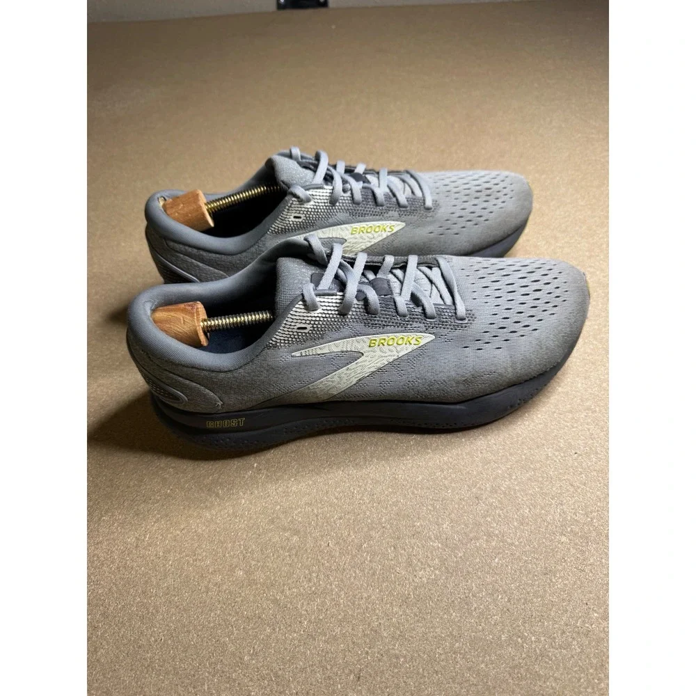 Brooks Ghost 15 Mens Road Running Shoes Grey Lime Green 1104181D040 Size 11 D